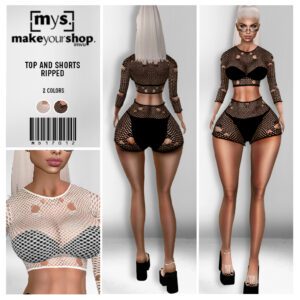 MD17012-TOP SHORTS RIPPED-MISS