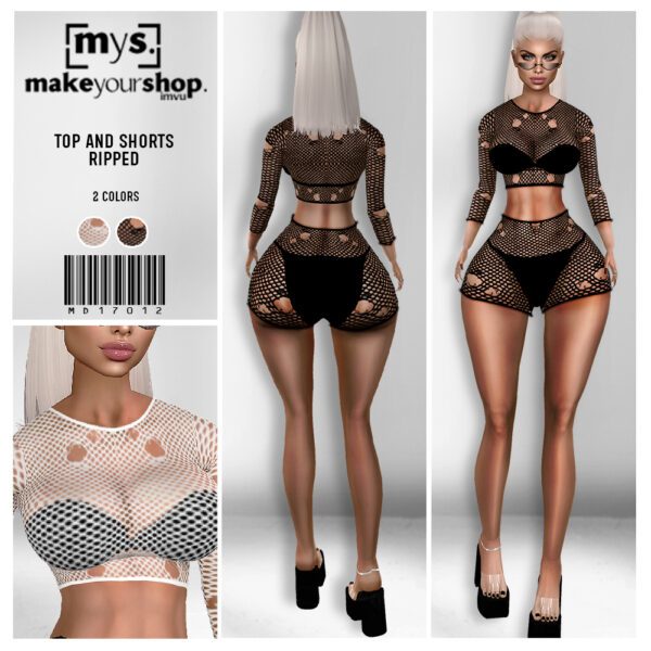 MD17012-TOP SHORTS RIPPED-MISS