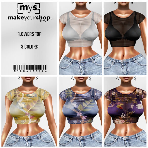 FLOWERS TOP-K4H-15624-50% OFF