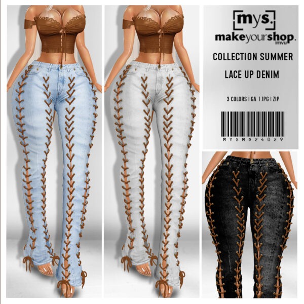 LACE UP DENIM PANTS-MD24029
