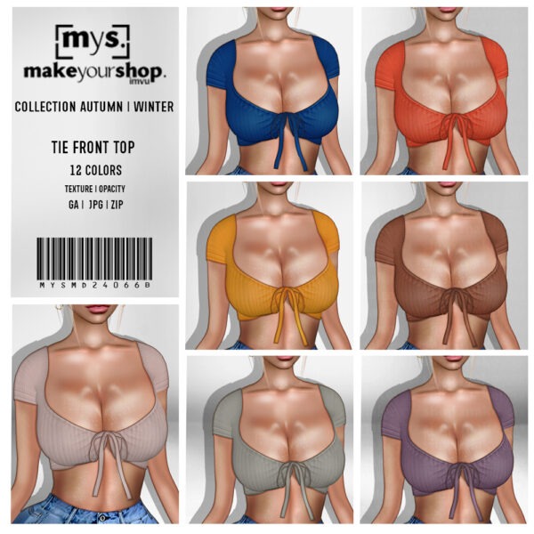 TIE FRONT TOP-MD-24066-B-70% OFF