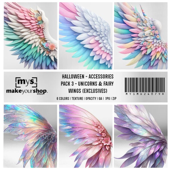 PACK 3 UNICORNS & FAIRY WINGS-MD-24079-B