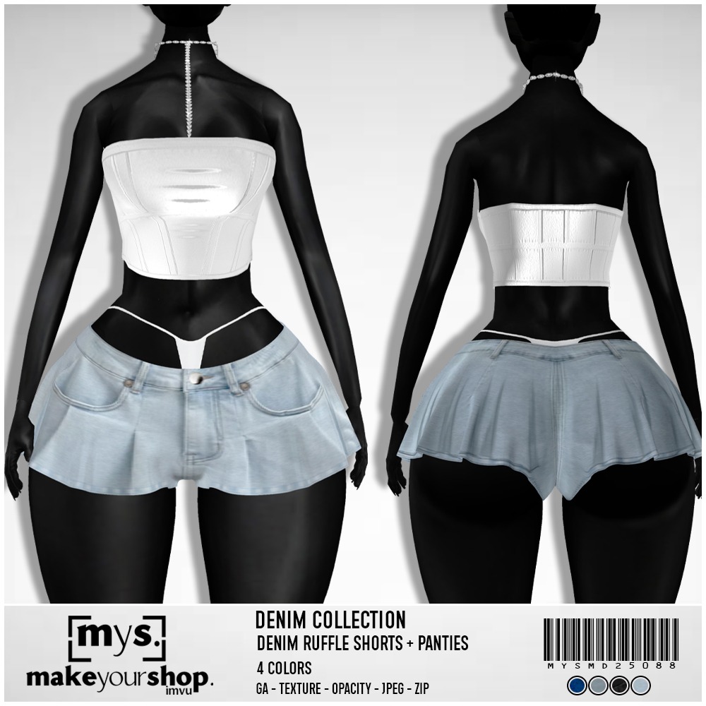 DENIM RUFFLE SHORT - MD25088