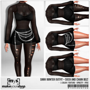 DARK WINTER OUTFIT + SOCKS AND CHAIN BELT- K4H -28726