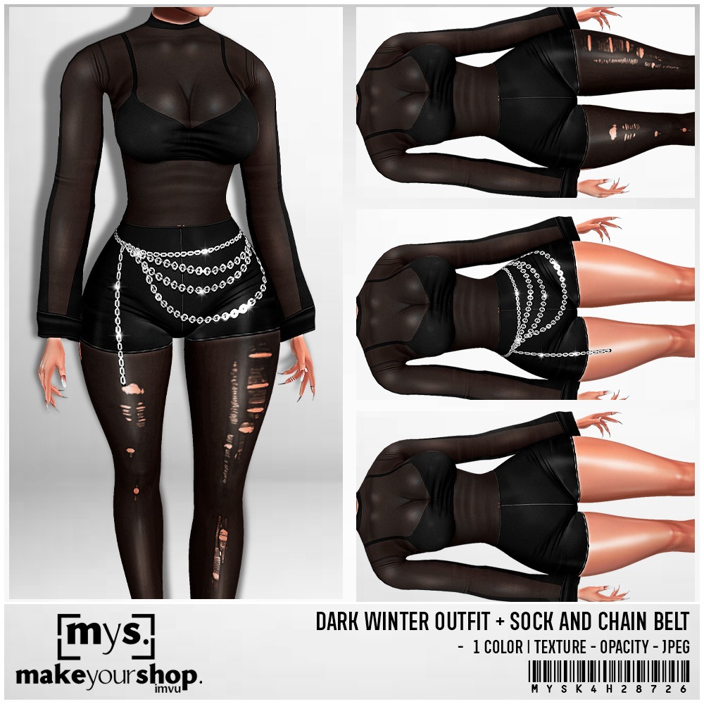 DARK WINTER OUTFIT + SOCKS AND CHAIN BELT- K4H -28726