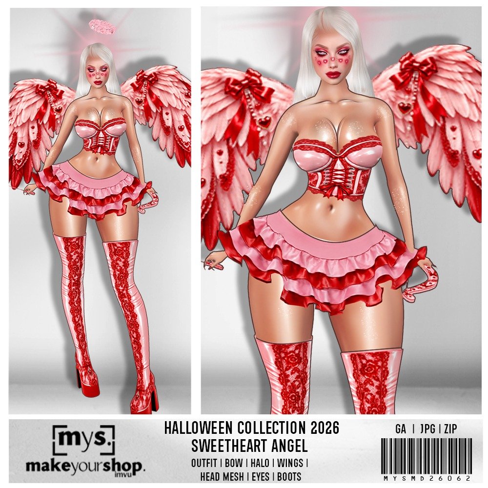 SWEETHEART ANGEL COSTUME+ HEAD MESH - MD26062